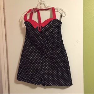 Sourpuss large retro romper pinup style halter